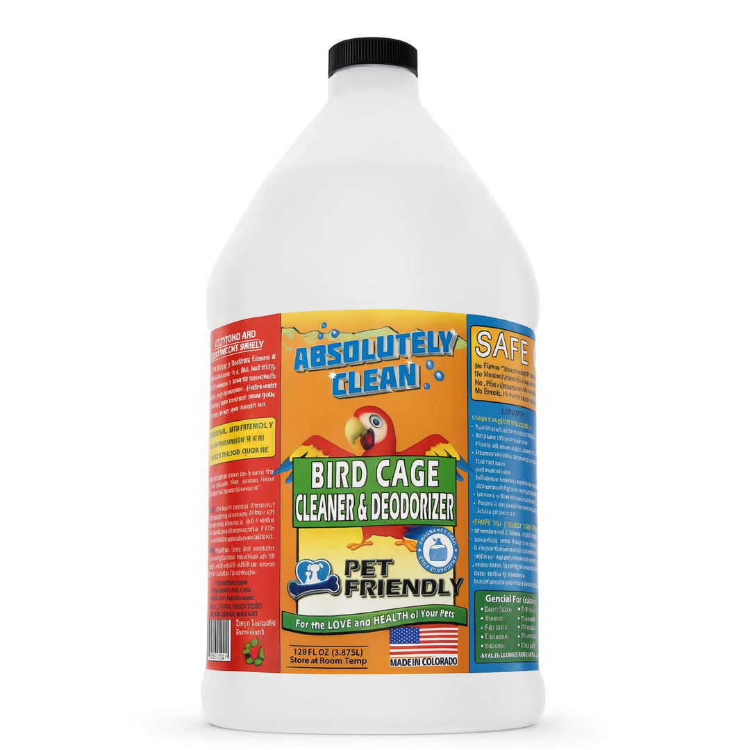 Absolutely Clean Amazing Bird Cage Cleaner and Deodorizer - Just Spray/Wipe - Safely &amp; Easily Removes Bird Messes Quickly and Easily - Made in The US - Fragrance Free - 128oz Gallon