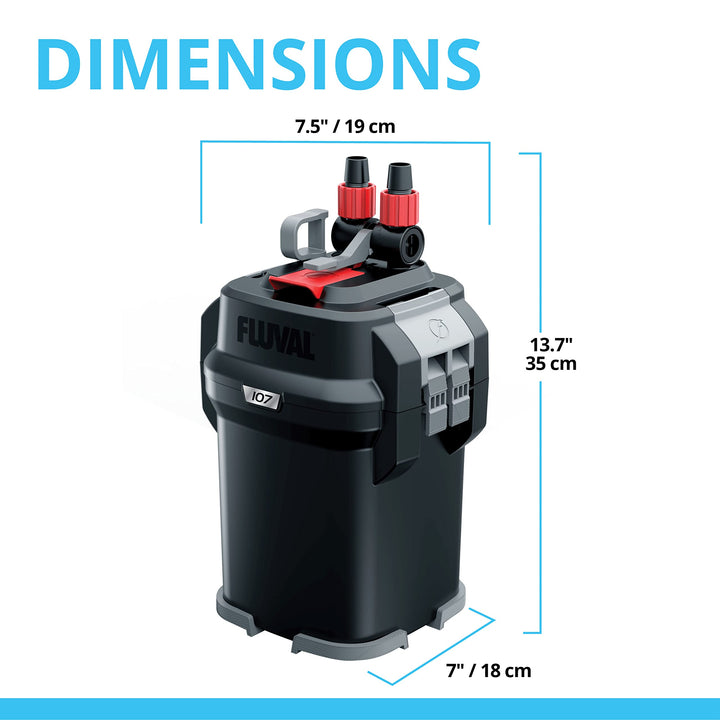 Fluval 107 Perfomance Canister Filter for Aquariums up to 30 Gallons