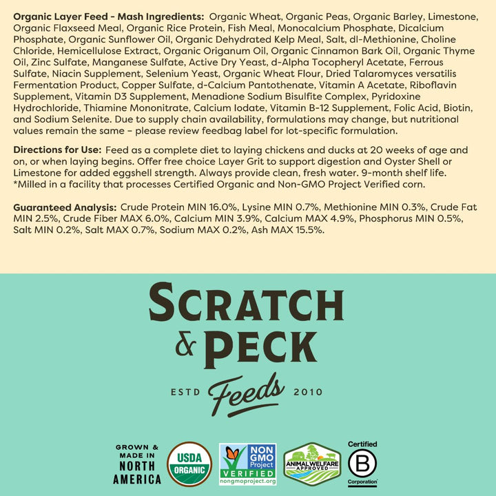Scratch and Peck Feeds | Layer Mash for Chickens &amp; Ducks | 25 lb Bag