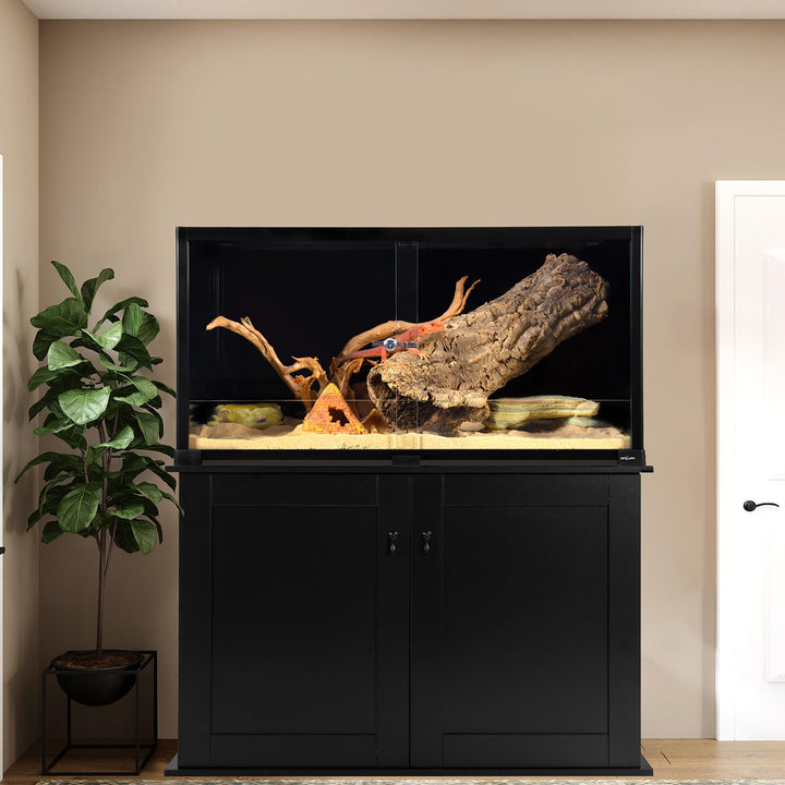 REPTI ZOO 50 Gallon Reptile Tank, 36" X 18" X 18" Reptile Terrarium, Black-Tinted ECO Glass Enclosure with Sliding Door &amp; Mesh Top, Secure &amp; Low-Stress Habitat for Bearded Dragon, Gecko, Snake, Lizard