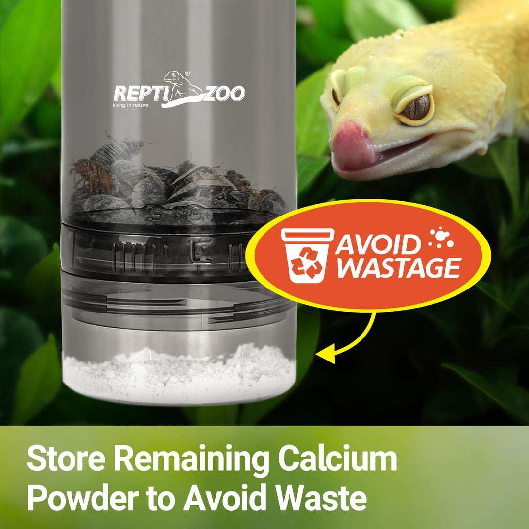 REPTI ZOO Reptile Cricket Calcium Powder Mixer, Cricket Keeper Shaker for Bearded Dragon Gecko Snake Lizards, Dispenser Feeder for Chameleon Reptile &amp; Amphibians