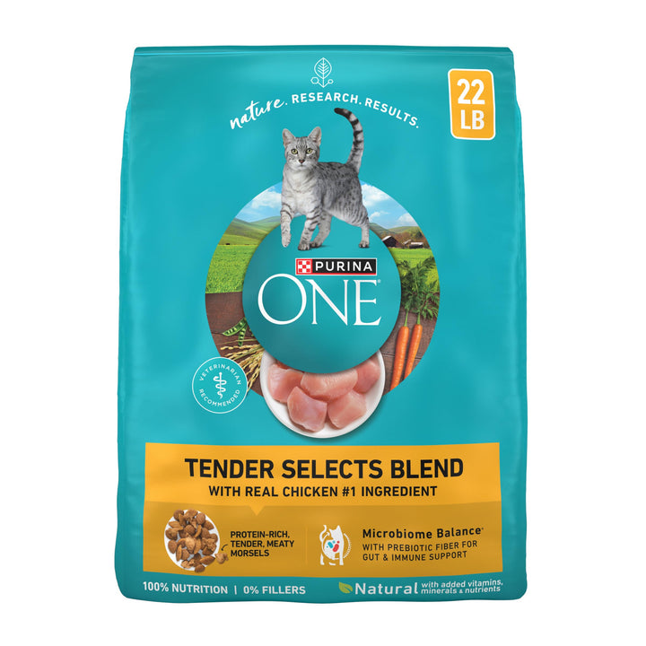 Purina ONE Tender Selects Dry Cat Food, Chicken, 22 lb Bag