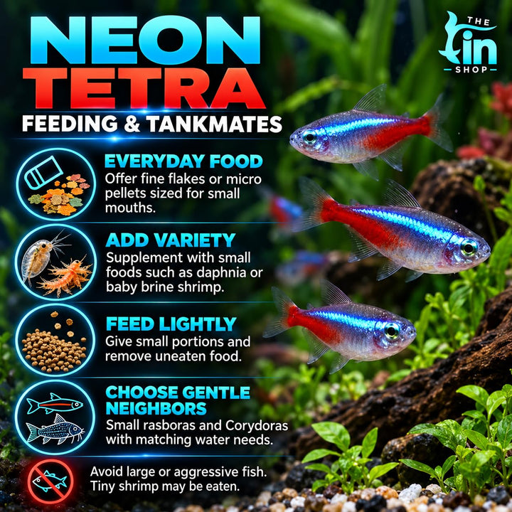 Neon Tetra Live Freshwater Aquarium Fish | Pack of 10 | + 4 Complimentary
