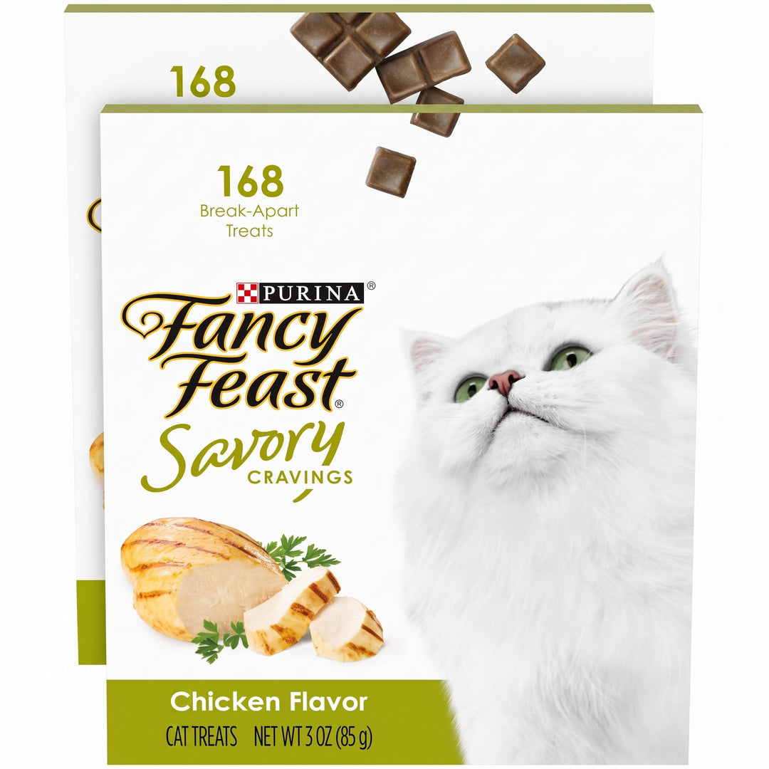 Fancy Feast Purina Limited Ingredient Cat Treats, Savory Cravings Chicken Flavor - 3 oz. Box (Pack of 2)