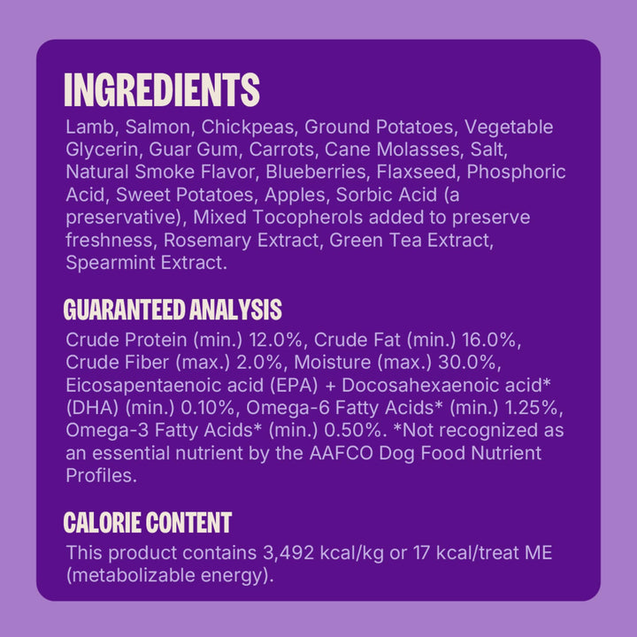 Wellness Soft Puppy Bites Dog Training Treats, Natural, Grain Free, Lamb and Salmon Recipe, 8 oz Bag