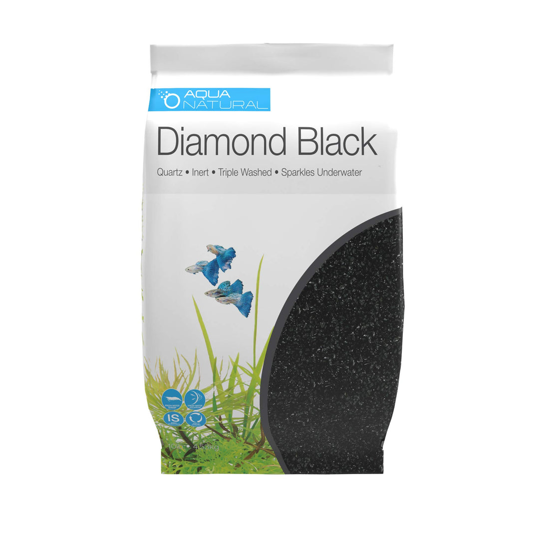 Aqua Natural Aquarium Substrate, Diamond Black Fine Gravel, 10lb