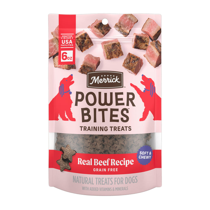 Merrick Power Bites Real Beef Natural Grain Free Dog Treats 6 oz Pouch