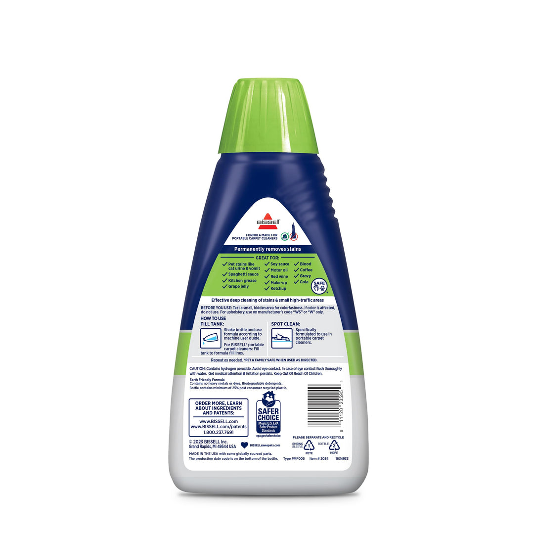 Bissell PET PRO OXY Spot &amp; Stain Formula for Portable Carpet Cleaners, 32 oz., 2034