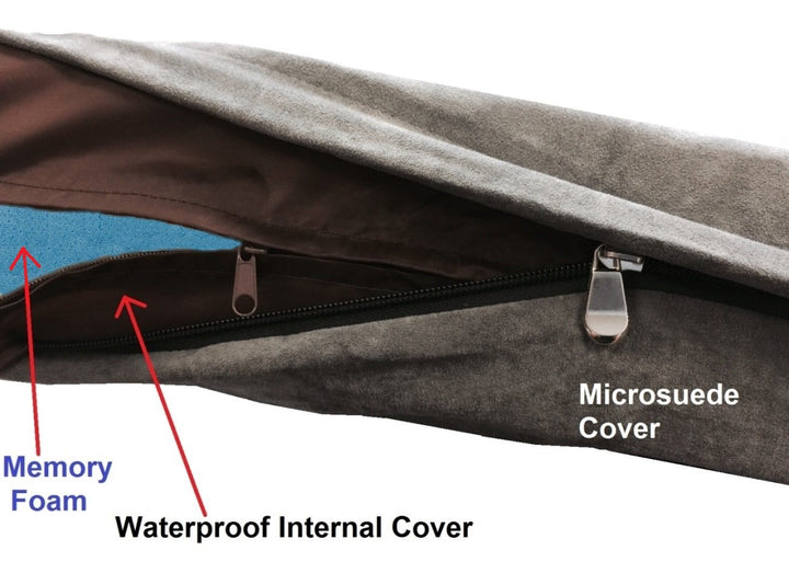 Dogbed4less Orthopedic Dog Bed with Memory Foam for Medium Large Pet, Waterproof Liner, Washable Microsuede Gray Cover, 41X27X4 Inch (Fit 42X28 Crate)