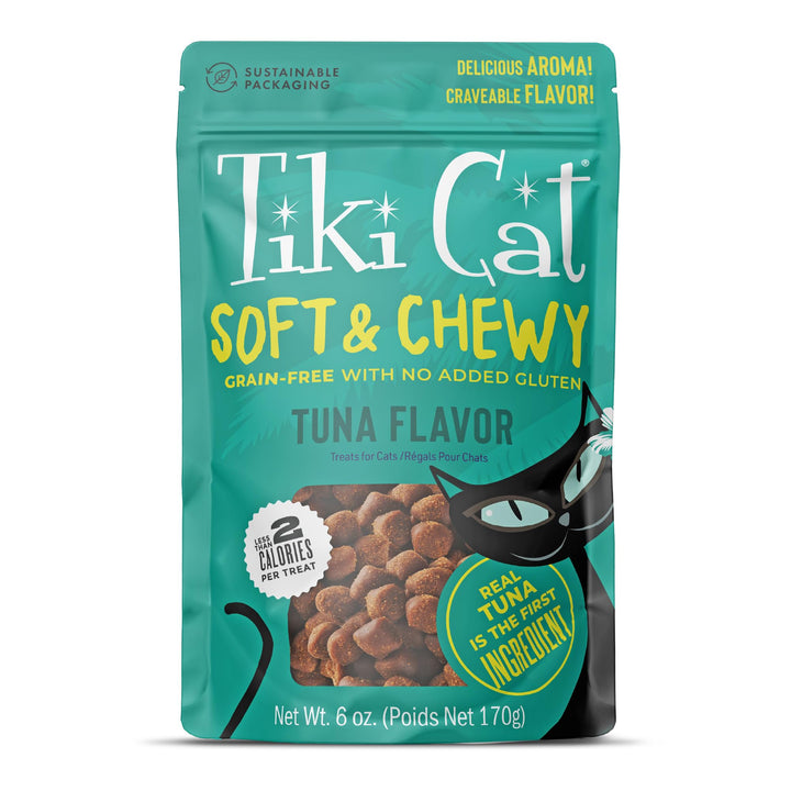 Tiki Cat Soft &amp; Chewy Treats, Tuna Flavor, 3 Calories Per Treat with Grain-Free and No Added Gluten, 6 oz Pouch (Pack of 1)