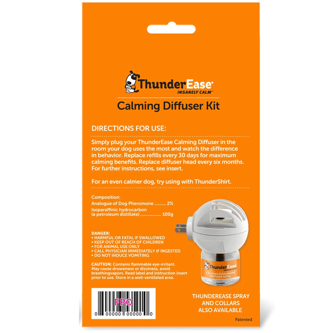 ThunderEase Dog Calming Pheromone Diffuser Kit | Powered by ADAPTIL | Vet Recommended to Relieve Separation Anxiety, Stress Barking and Chewing, and the Fear of Fireworks and Thunderstorms (60 Day Sup