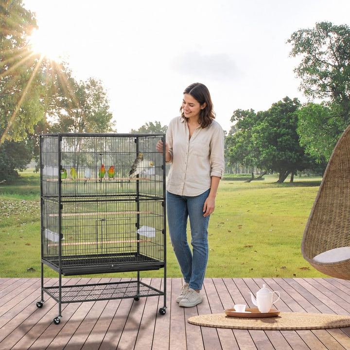 Yaheetech 52" Large Bird Cage for Parakeets, Cockatiels, Conures, Black