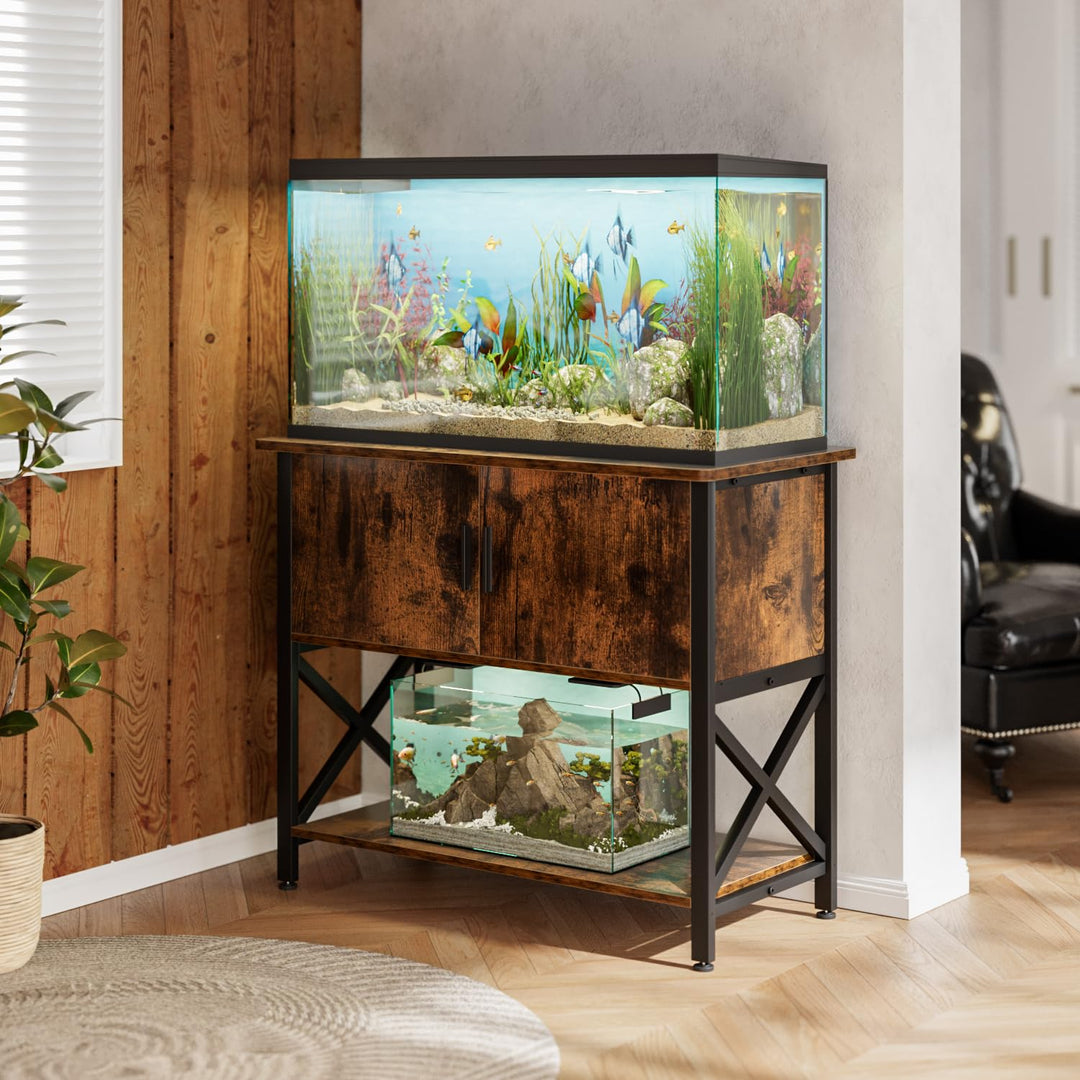 APPOLYN 40-50 Gal Aquarium Stand with Cabinet Storage, Vintage