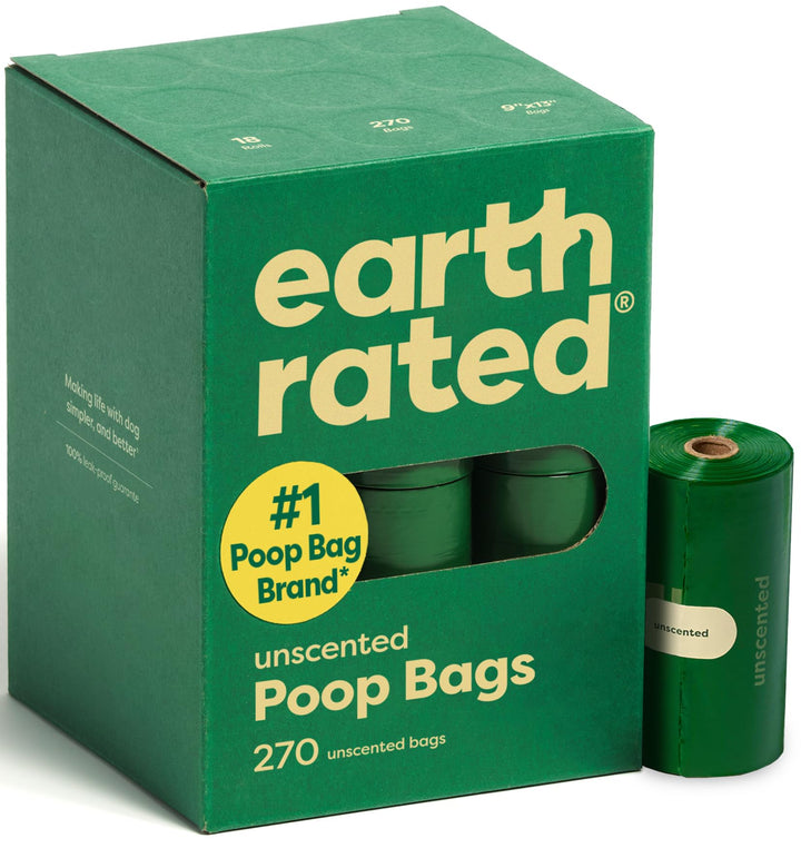 Earth Rated Dog Poop Bags on Refill Rolls, 270 Bags, Unscented
