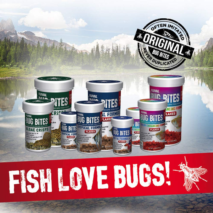 Fluval Bug Bites Tropical Fish Food, Flakes for Small to Medium Sized Fish, 3.17 oz., A7332, Brown (Pack of 2)