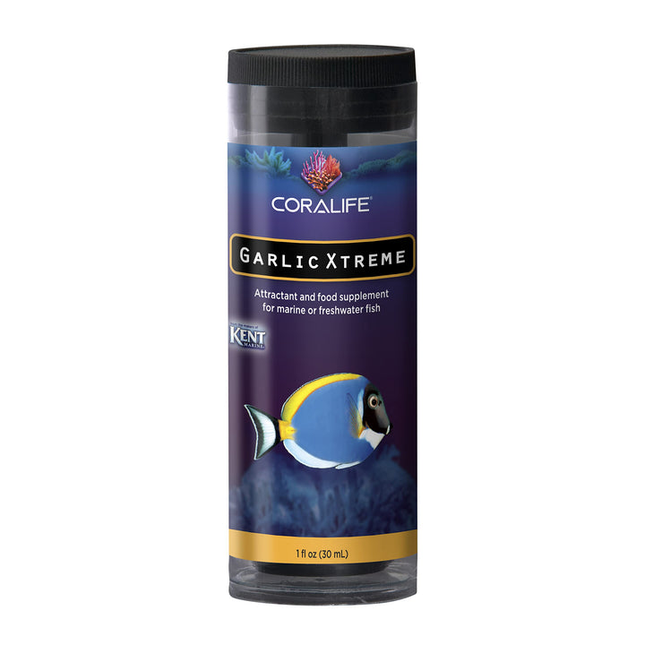 Coralife Fish Tank Aquarium Garlic Xtreme Attractant and Food Supplement for Saltwater Marine or Freshwater Fish, 1 oz
