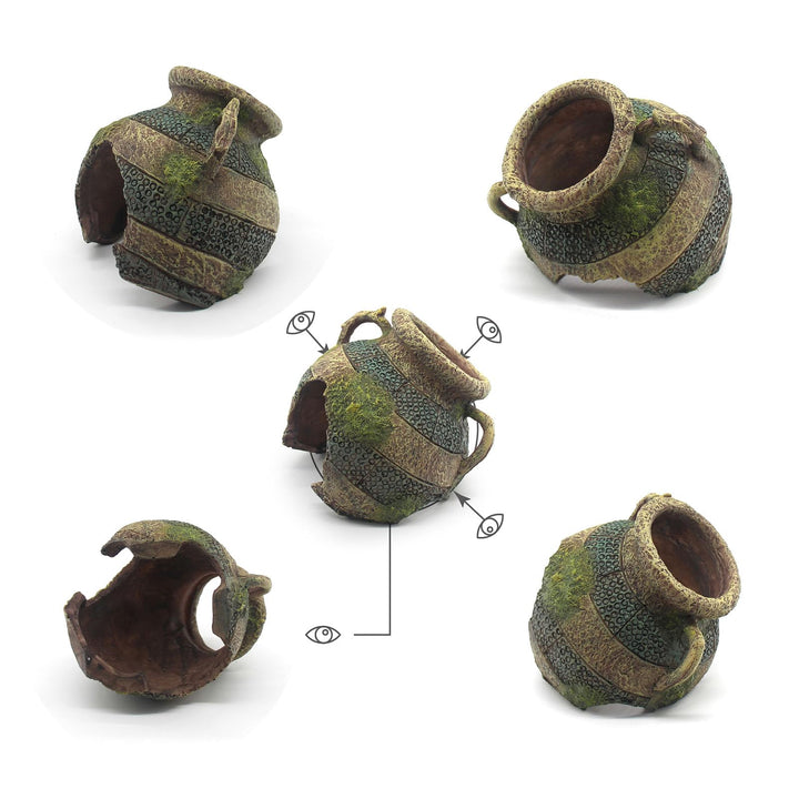 relaqcc Aquarium Decor Ruins Leaning Vase Hideaway Cave, Betta Fish Tank Accessories for Goldfish, Shrimp, Conch, Cichlid