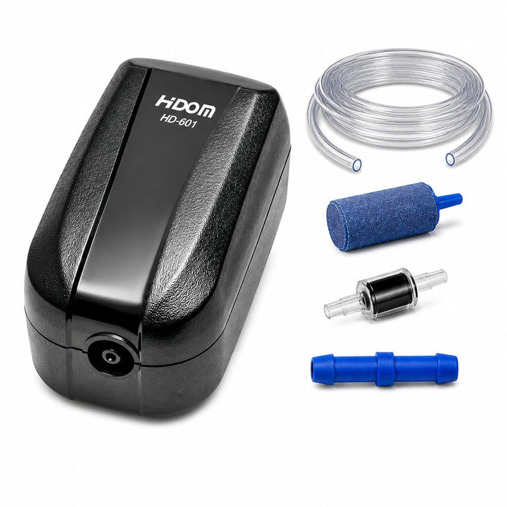 Hidom 2.0W Aquarium Air Pump Single Valve Hd-601 with Accessories