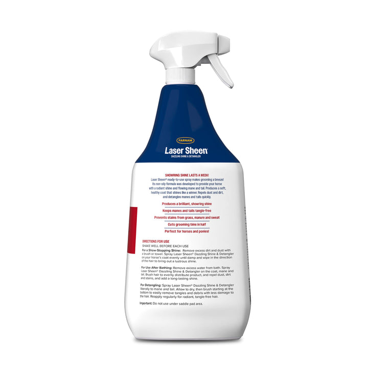 Farnam Laser Sheen Dazzling Shine and Detangler for Horses, 32 oz Spray