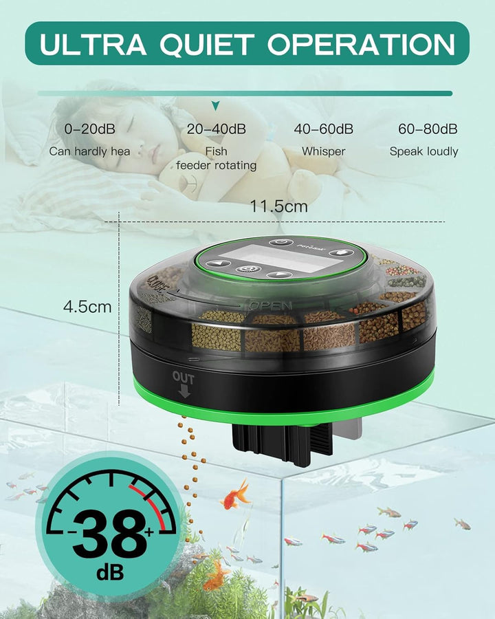 Petbank Automatic Fish Feeder for Aquarium Portion Control &amp; Moisture-Proof