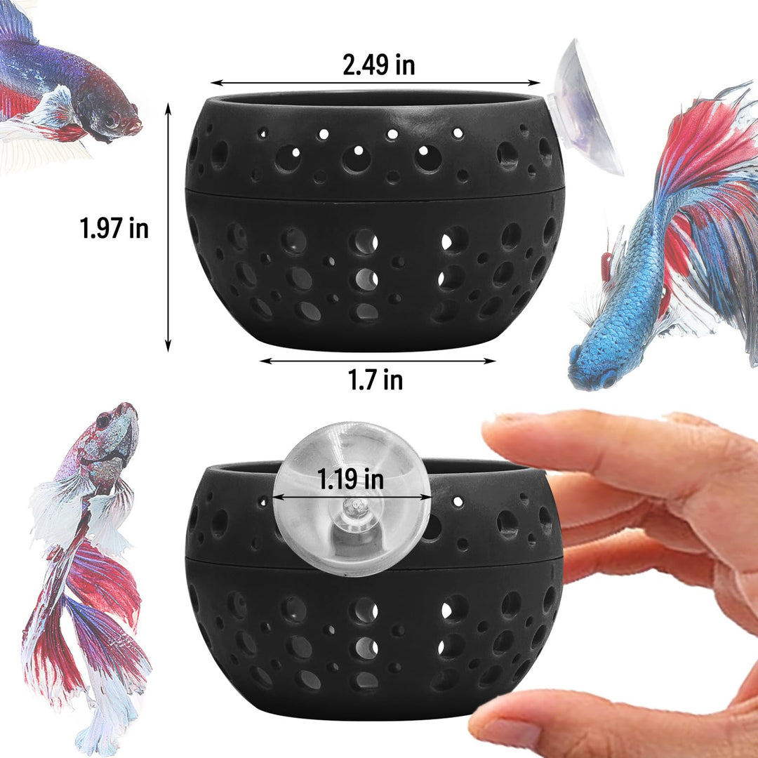 Fhiny Betta Tunnel, Aquarium Fish Hideout with Suction Cup - Shrimp Cave Aquarium Decor for Small Fish, Shrimp, Guppy Hiding &amp; Resting (Black)