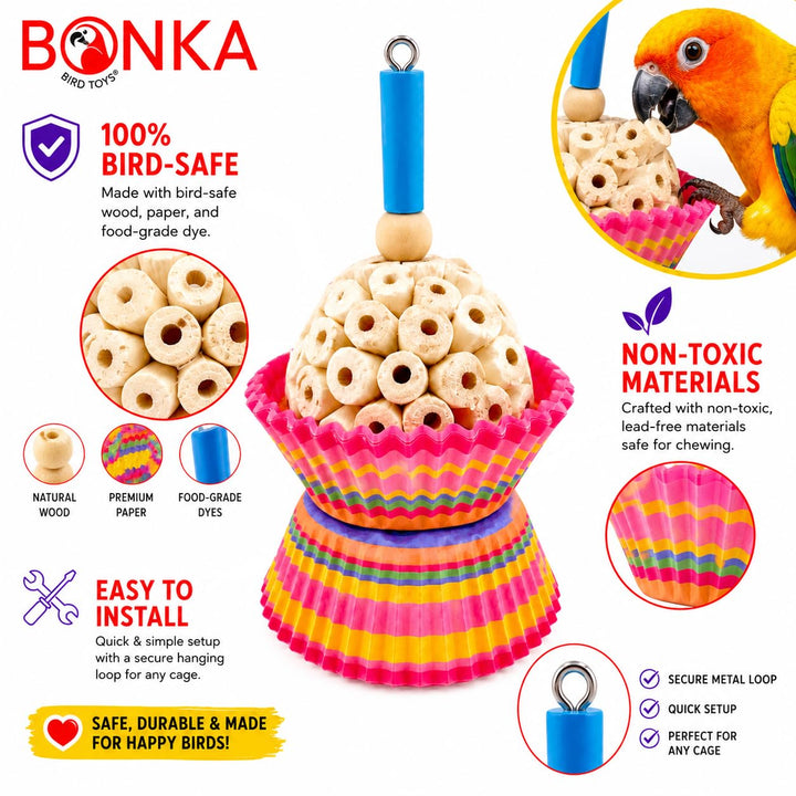 Bonka Bird Toys 1925 Cake Natural Sola Shred Forage Chew Treat Parrot Parrotlet Budgie Cockatiel Parakeets and Other Similar Birds