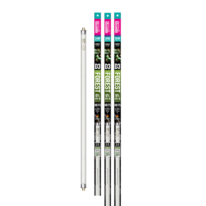 Arcadia D3 UVB Lamp 22" Long 24 Watts 6% Forest T8 – UVB Light for Reptiles, Bearded Dragons, Skinks, Tortoises and Turtle Tanks, Reptile Fluorescent Lamp Easy to Use Terrarium Lighting Setup