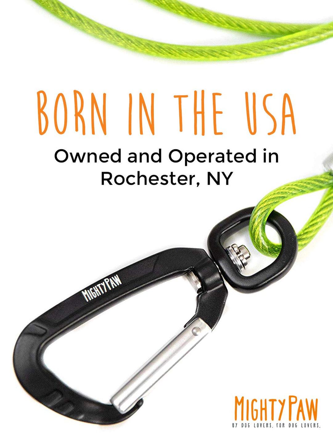 Mighty Paw Dog Leash - Anti Biting Pets Leashes - Chew Proof Metal Cable - Ideal for Large Dogs and Teething Puppies - Braided Cord with Padded Handle - Six Foot - Green