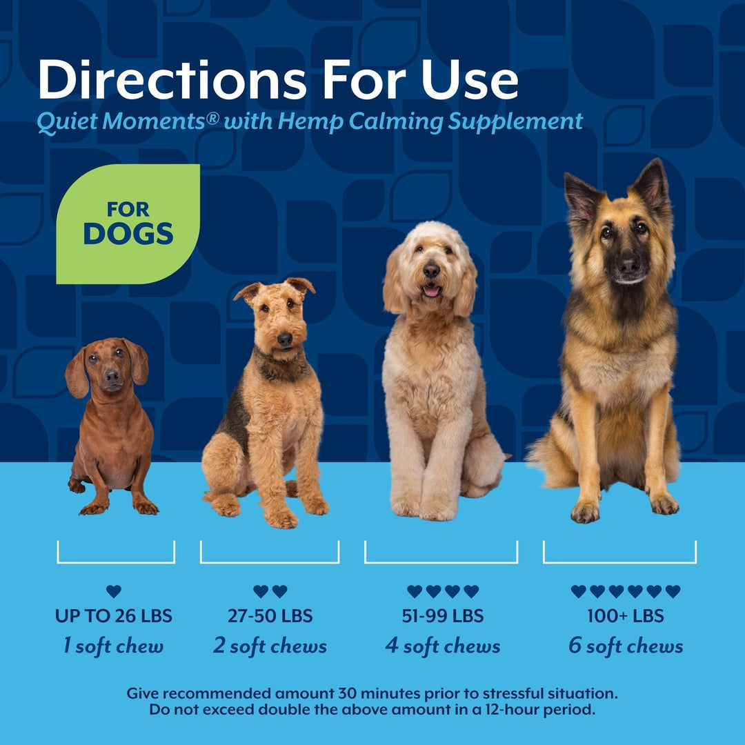 NaturVet Quiet Moments Calming Plus Hemp Dog Supplement - 180 Soft Chews