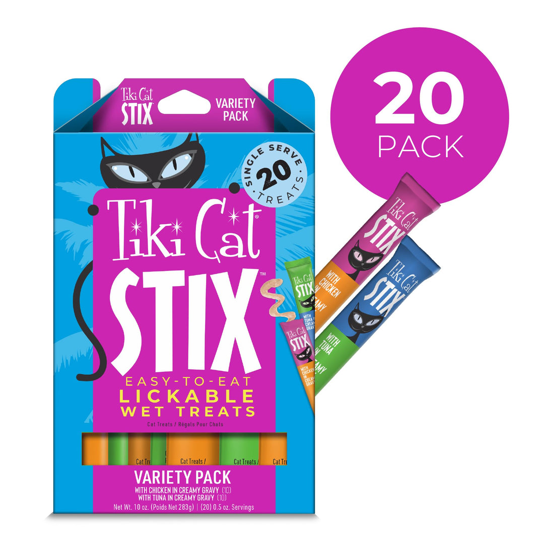 Tiki Cat Stix Wet Cat Treats, Variety Pack, 10 oz Box (20 Stix)
