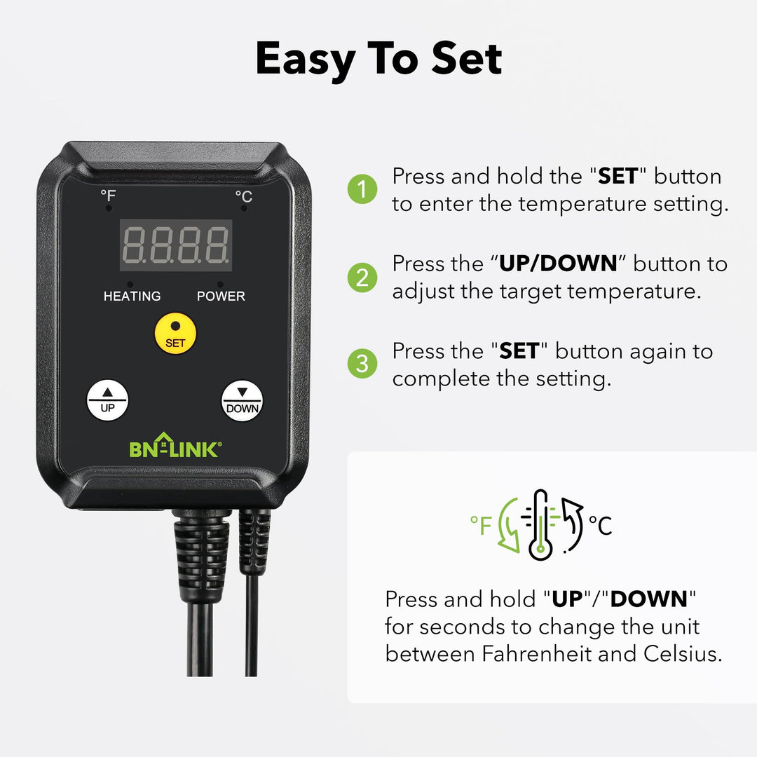 BN-LINK Digital Heating and Cooling Thermostat Controller for Reptiles, Attic Fan
