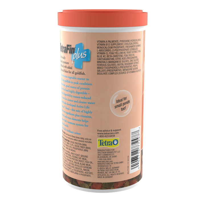 Tetra TetraFin Plus Goldfish Flakes Fish Food with Algae, 7.06 oz