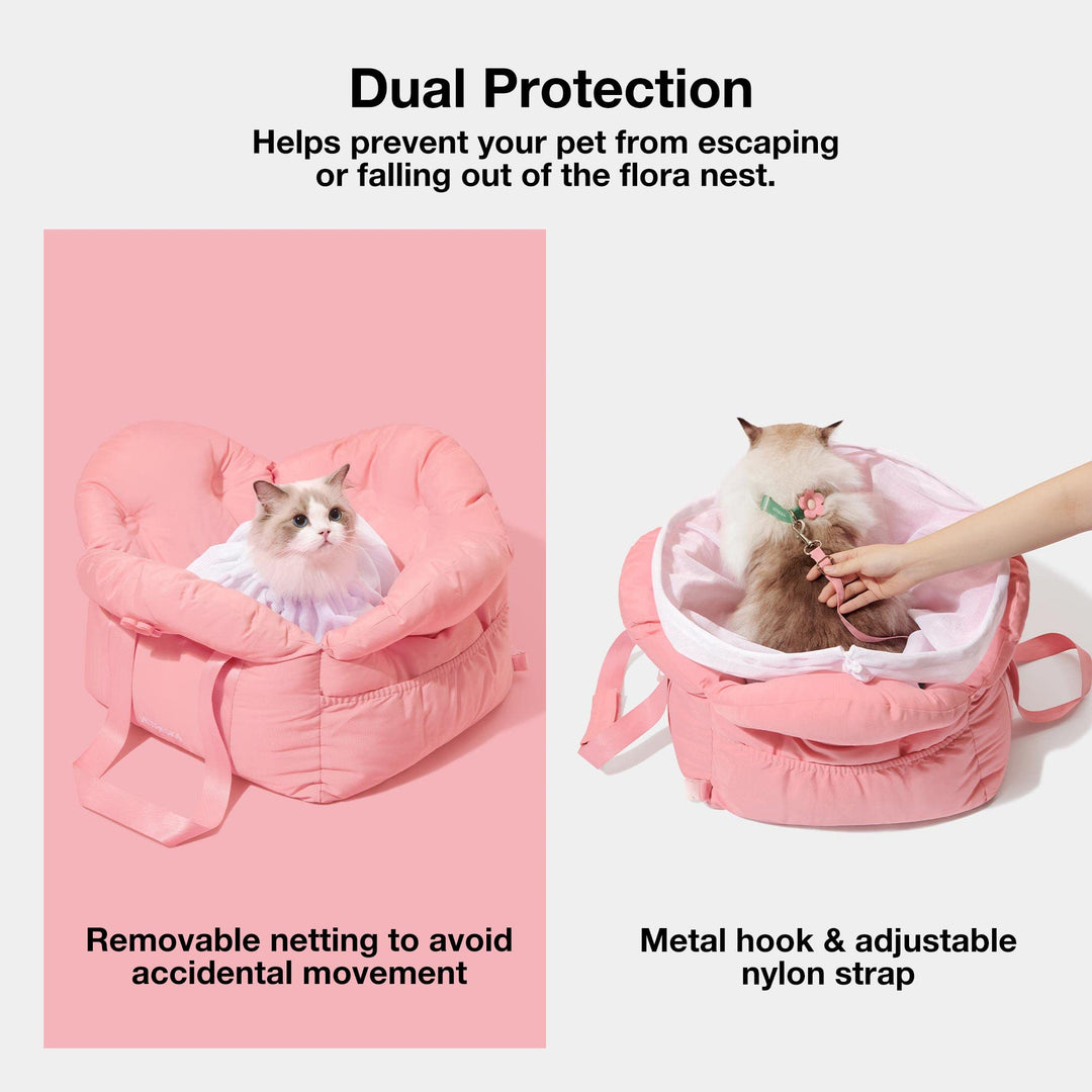 VETRESKA Dog Carrier Dog Car Seat for Small Dogs - Washable Cat Carrier Portable Puppy Bed for Car Seat of Easy Installation Pet Travel Carrier Bed with Storage Pocket &amp; Safety Clip-On Leas
