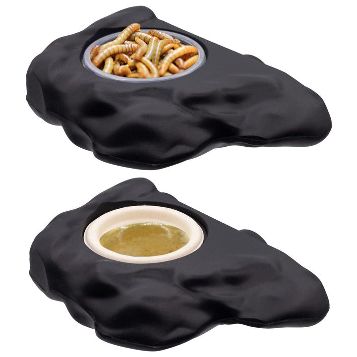 Pangea Silicone Gecko Feeding Ledge - Magnetic Mini Food Dish, Black