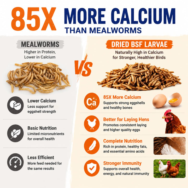 MEILLEURE 5LB Dried Black Soldier Fly Larvae for Laying Hens, Calcium Feed