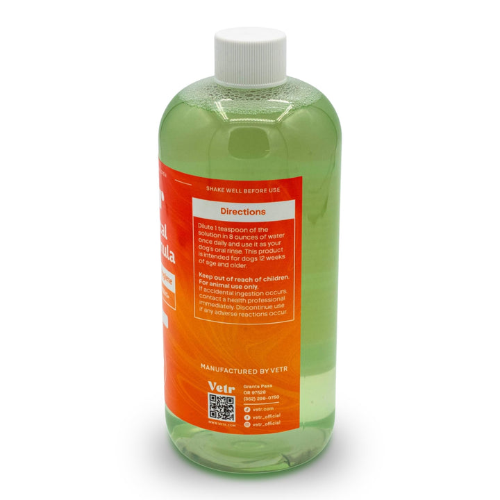 vetr Dental Formula for Dogs - Peppermint Flavored Oral Care Liquid Additive with Enzymes for Breath and Teeth Support - 16 oz (500mL) - Vet-Formulated in USA