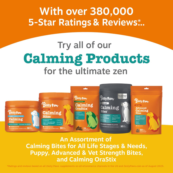 Zesty Paws Puppy Calming Chews for Dogs - Puppy Essentials, Turkey, 90 Ct