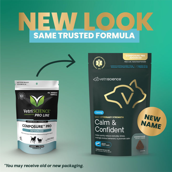 VetriScience Composure Pro + Composure Pro Advanced Bundle - Calming Support Supplement for Cats &amp; Dogs