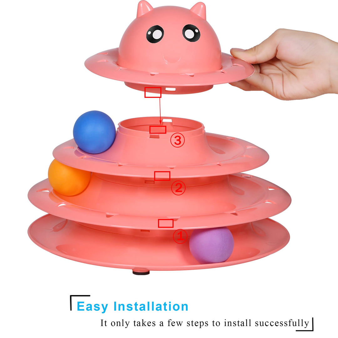 UPSKY Cat Toy Roller 3-Level Turntable Cat Toys with Six Colorful Balls
