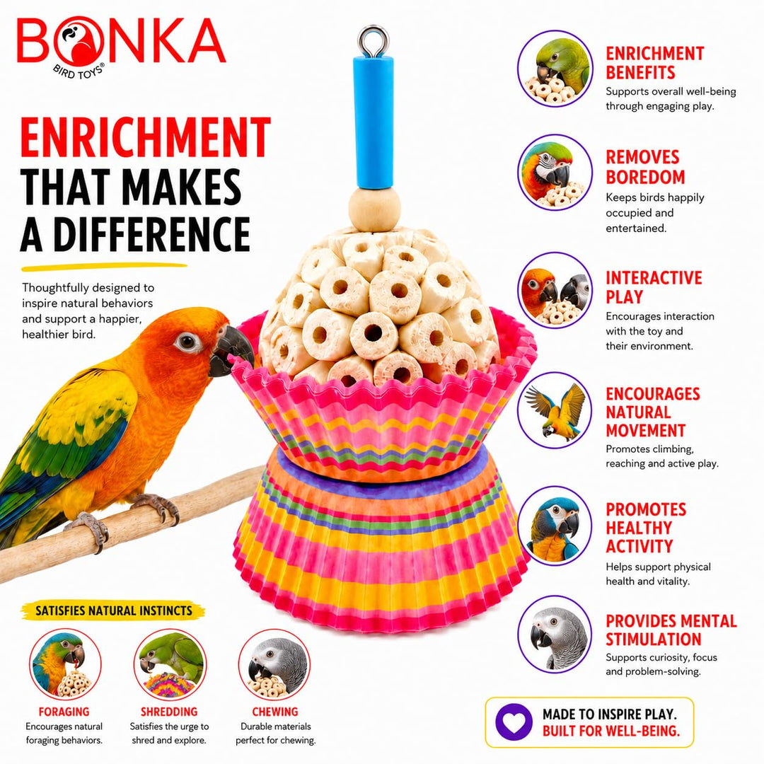Bonka Bird Toys 1925 Cake Natural Sola Shred Forage Chew Treat Parrot Parrotlet Budgie Cockatiel Parakeets and Other Similar Birds