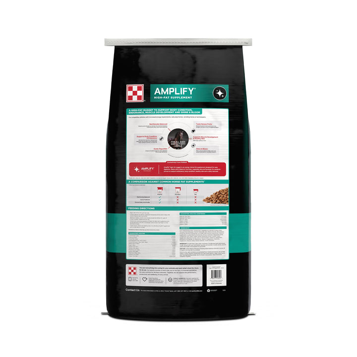 Purina, Amplify Equine, High-Fat Horse Supplement for Maintenance, Breeding, &amp; Performance Horses, 50 lbs