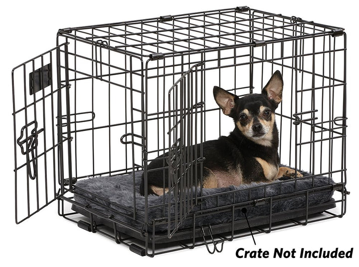 MidWest Homes for Pets QuietTime XXS Dog Bed - Gray Faux Fur Bolster, Ultra-Soft and Machine Washable, Fits 18-Inch Crates and Carriers, for Small Dogs and Cats