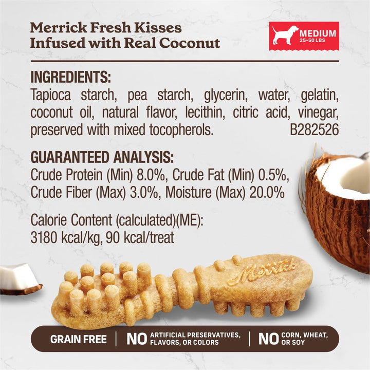 Merrick Fresh Kisses Natural Medium Dental Chews for Dogs, 22 ct. Box