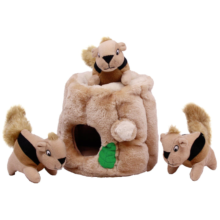 Outward Hound Hide-A-Squirrel Plush Squeaky Dog Toy, Medium, 6.5" x 6.5"