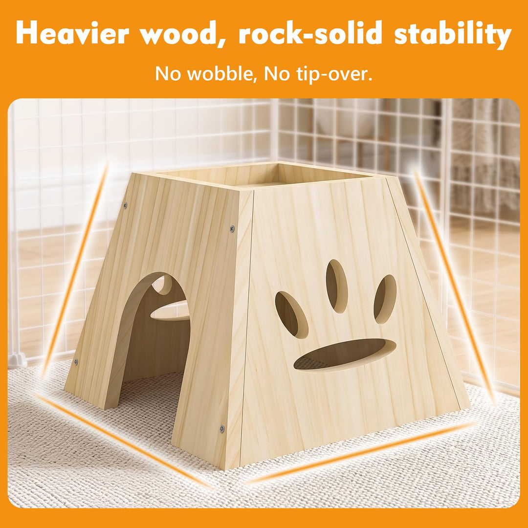 XiaZ Guinea Pig Hideout, Cute Guinea Pig House,Sturdy Small Animal House with Large Front Cave, Side Ventilation Holes, Thick Durable Wood,Habitat Hideout for Dwarf Rabbit, Hamster, Chinchilla