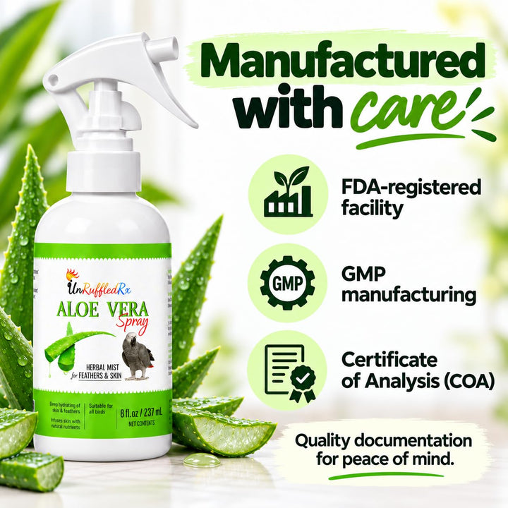 UnRuffledRx Aloe Vera Bird Spray, 8 oz | Bird Bath + Feather Care Mist