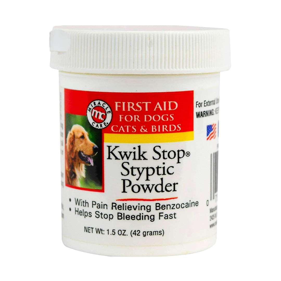 Miracle Care Kwik Stop Styptic Powder for Dogs, Cats, and Birds, 1.5 Ounce