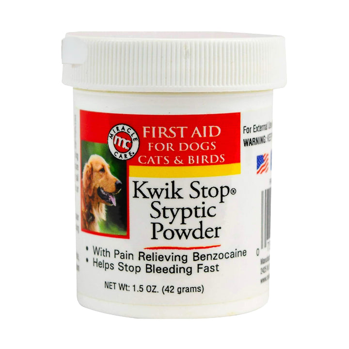 Miracle Care Kwik Stop Styptic Powder for Dogs, Cats, and Birds, 1.5 Ounce