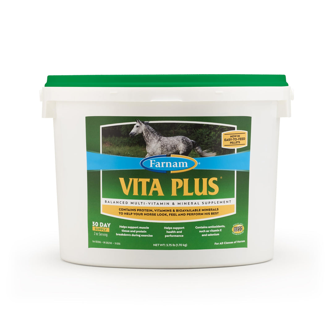 Farnam Vita Plus Balanced Multi-Vitamin &amp; Mineral Horse Supplement, Vitamin Supplements, Provides Balanced Nutrition to Support Overall Health and Performance, 3.75 Pounds, 30 Day Supply