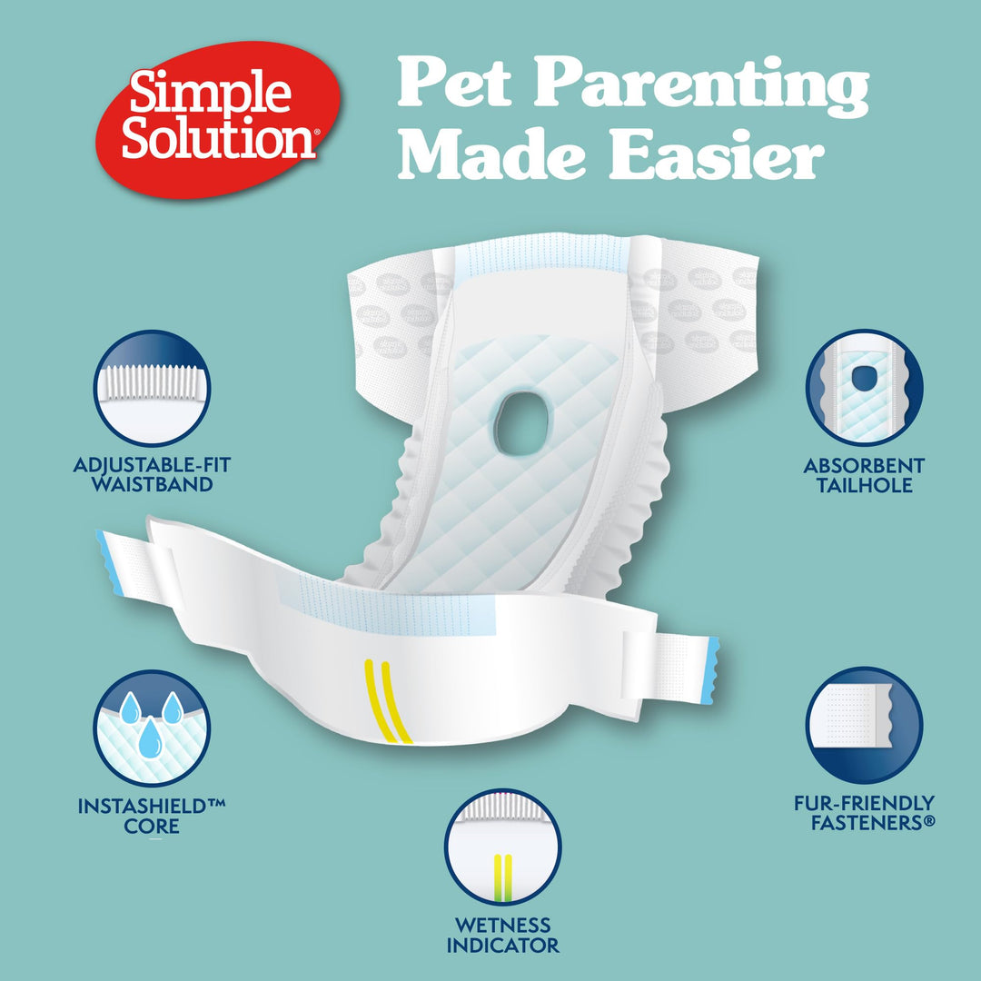 Simple Solution Female Dog Diapers, Disposable Dog Diapers, M, 12 Count